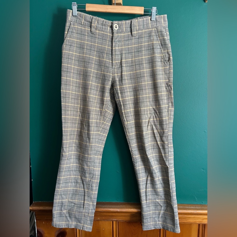 Brixton Men's Gray Checkered Dress Pants